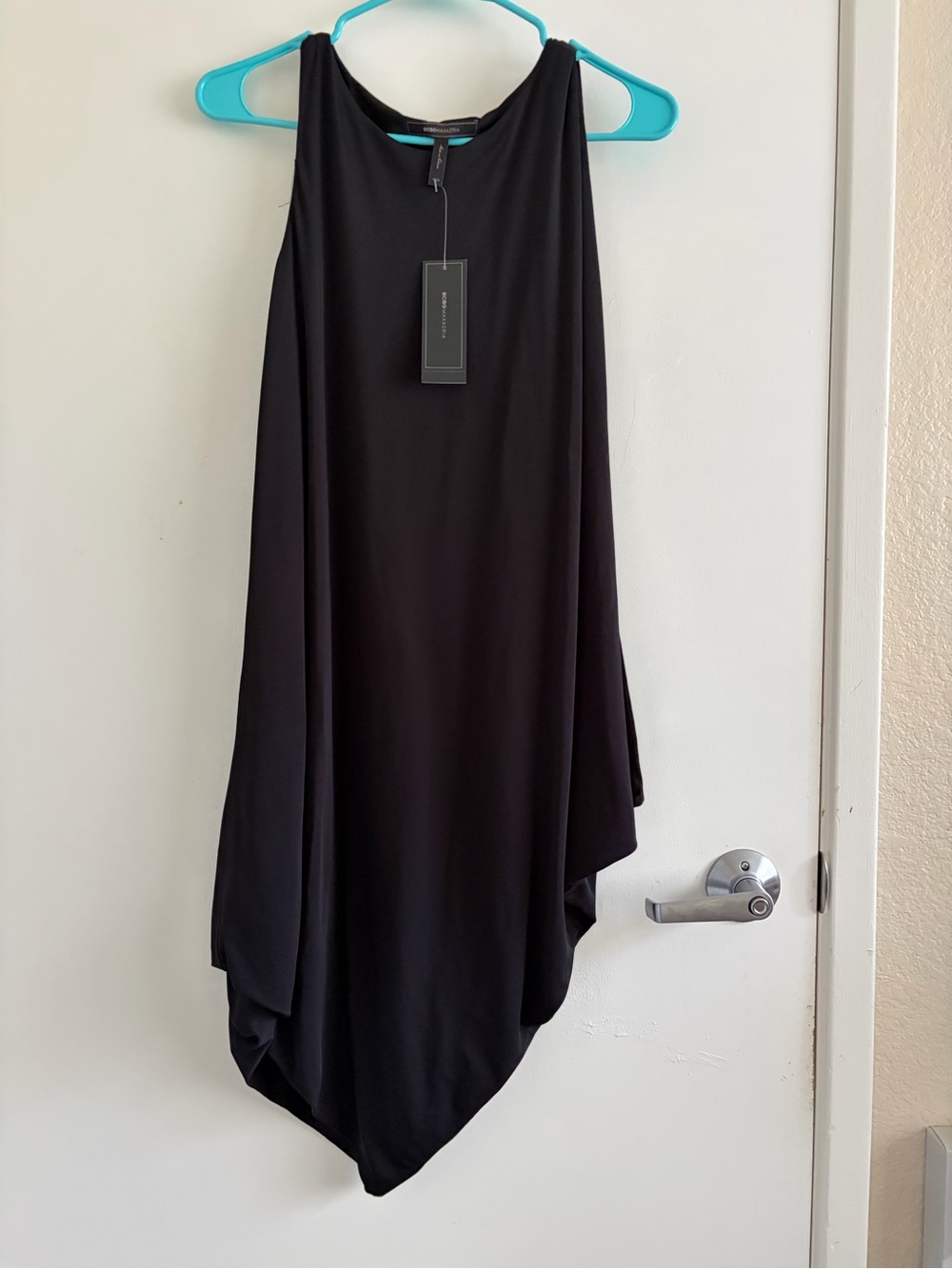 BCBGMaxAzria Black Asymmetrical Draped Dress